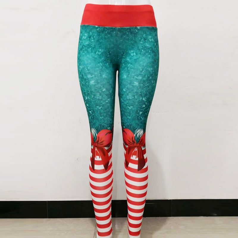 Christmas print clothing fitness pants yoga pants