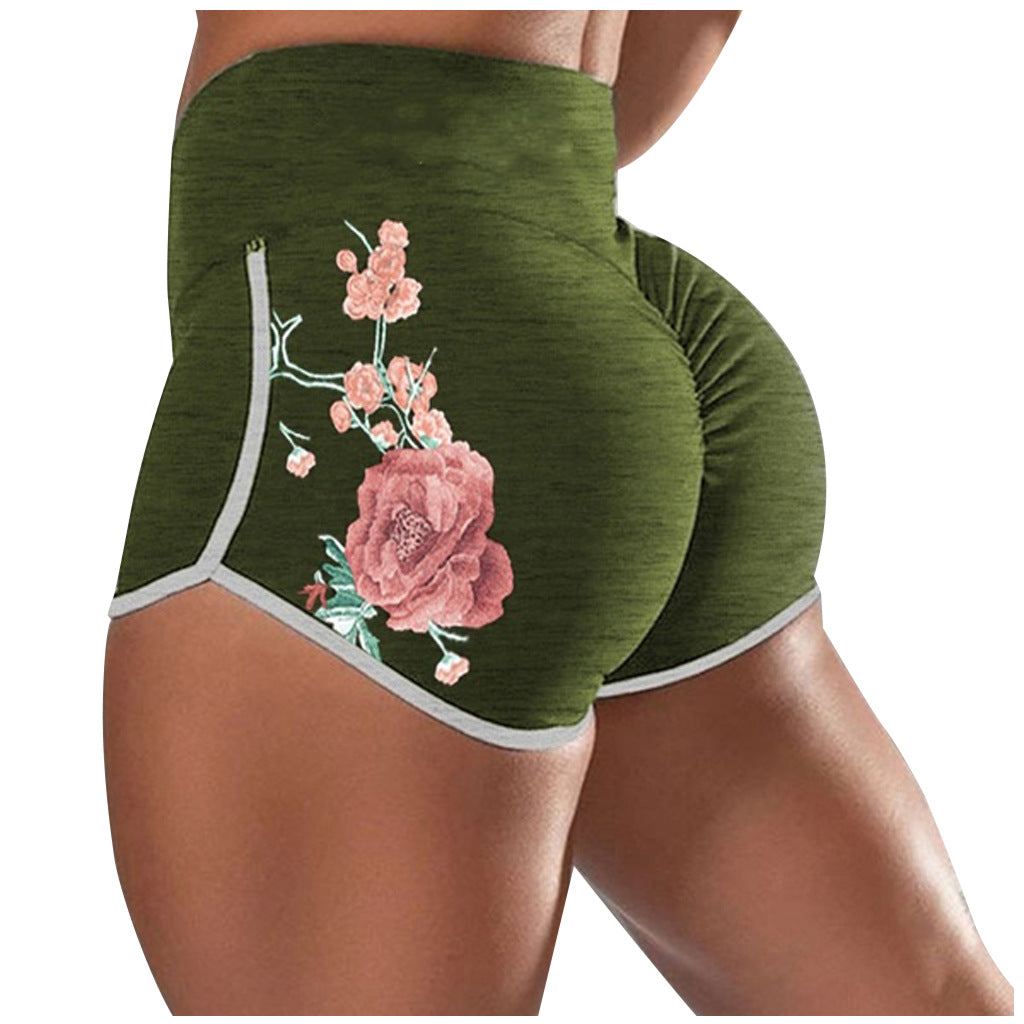 Women Female Push Up Gym Legging Running Floral Workout Shorts Scrunch Booty Gym Comfortable Pants