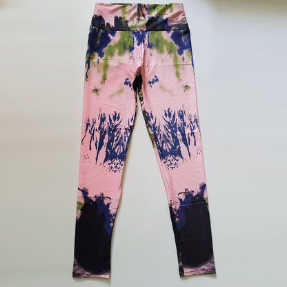 High Waist Yoga Leggings with Abstract Ink Pattern