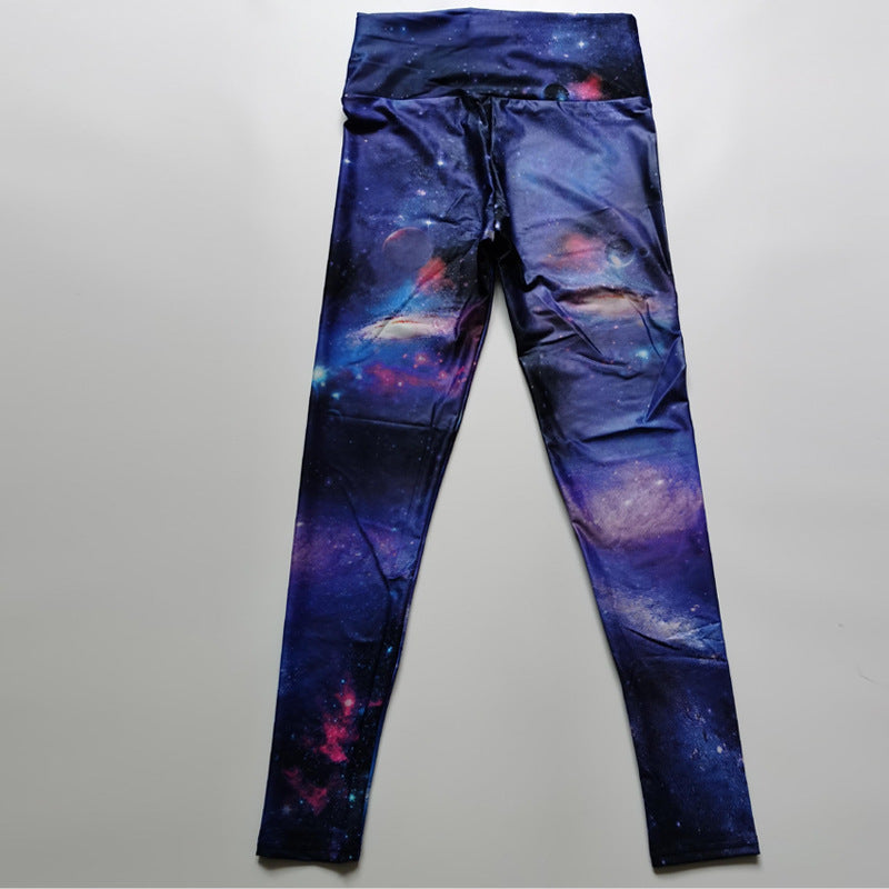 High Waist Yoga Leggings with Abstract Ink Pattern