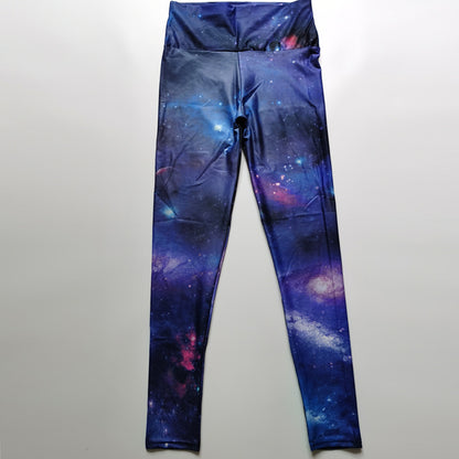 High Waist Yoga Leggings with Abstract Ink Pattern