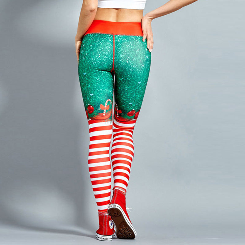 Christmas print clothing fitness pants yoga pants