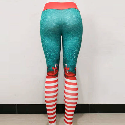 Christmas print clothing fitness pants yoga pants