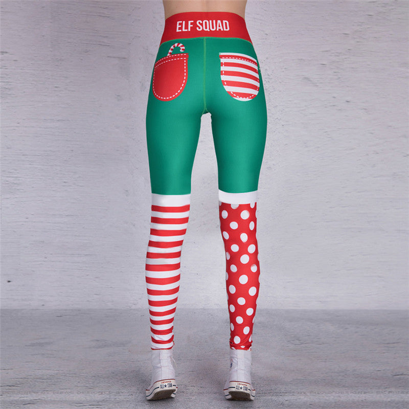 Christmas print clothing fitness pants yoga pants