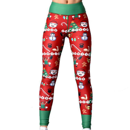 Christmas print clothing fitness pants yoga pants