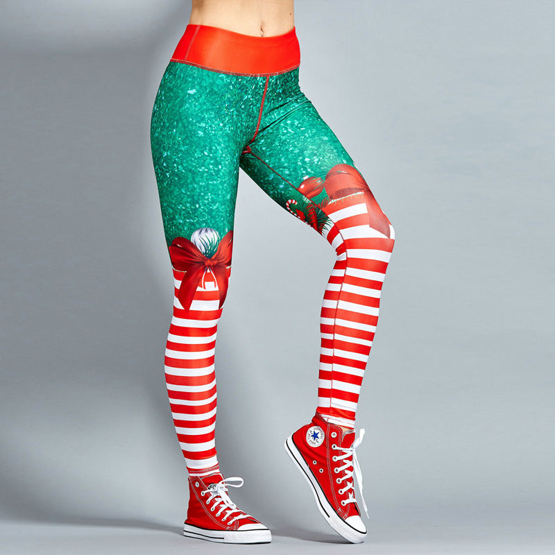 Christmas print clothing fitness pants yoga pants