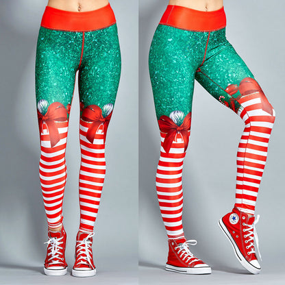 Christmas print clothing fitness pants yoga pants