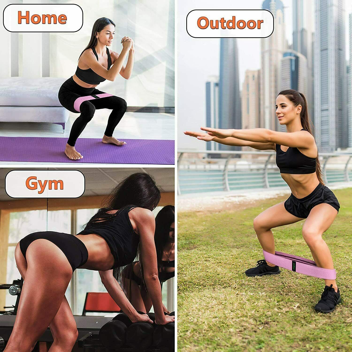 Workout Resistance Bands Loop Set Fitness Yoga Legs &amp; Butt Workout Exercise Band