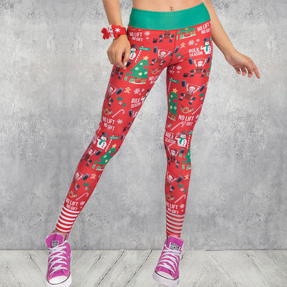 Christmas print clothing fitness pants yoga pants