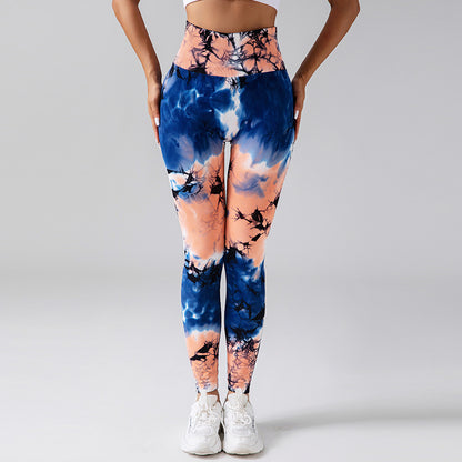 Tie-dyed Fitness For Women High Waist Hip Lift Sports Yoga Pants