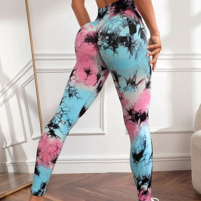 Tie-dyed Fitness For Women High Waist Hip Lift Sports Yoga Pants